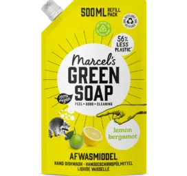 MARCEL'S GREEN SOAP citrinų ir bergamočių indų ploviklis, PAPILDOMO PAKUOTĖ 500 ml
