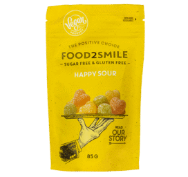 FOOD2SMILE rūgštūs guminukai be cukraus Happy Sour, 85 g
