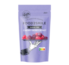 FOOD2SMILE Cherry Berry Burst guminukai be cukraus su vyšnių ir aviečių skoniu, 85 g
