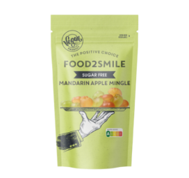 FOOD2SMILE guminukai be cukraus su obuolių ir mandarinų skoniu Mandarin Apple Mingle, 85g