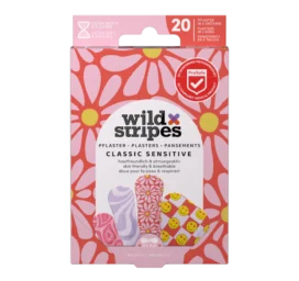 WILD STRIPES Classic Sensitive linksmi ir odos draugiški pleistrai jautriai odai, 20 vnt.