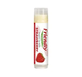 FRIENDLY ORGANIC Drėkinamasis lūpų balzamas su braškėmis, 4,25 g