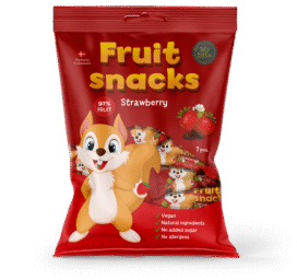 MYBITE „Fruite Snack“ braškių skonio vaisiniai užkandžiai, 100 g