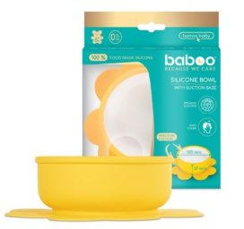 BABOO silikoninis dubuo su siurbtuku, geltonas 6+ mėn.