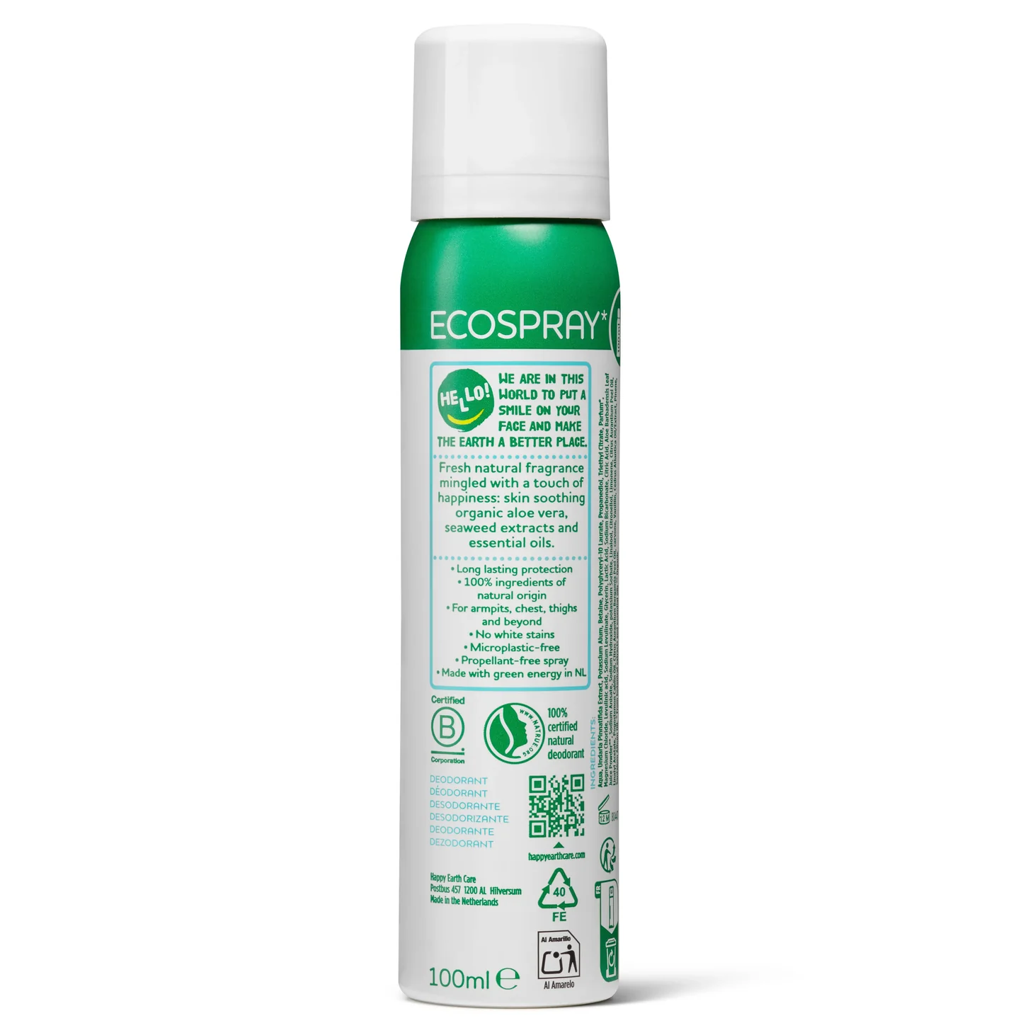 Happy Earth 100% natūralus ir odai draugiškas viso kūno purškiklis Kedras ir Limetas, 100 ml - Image 2