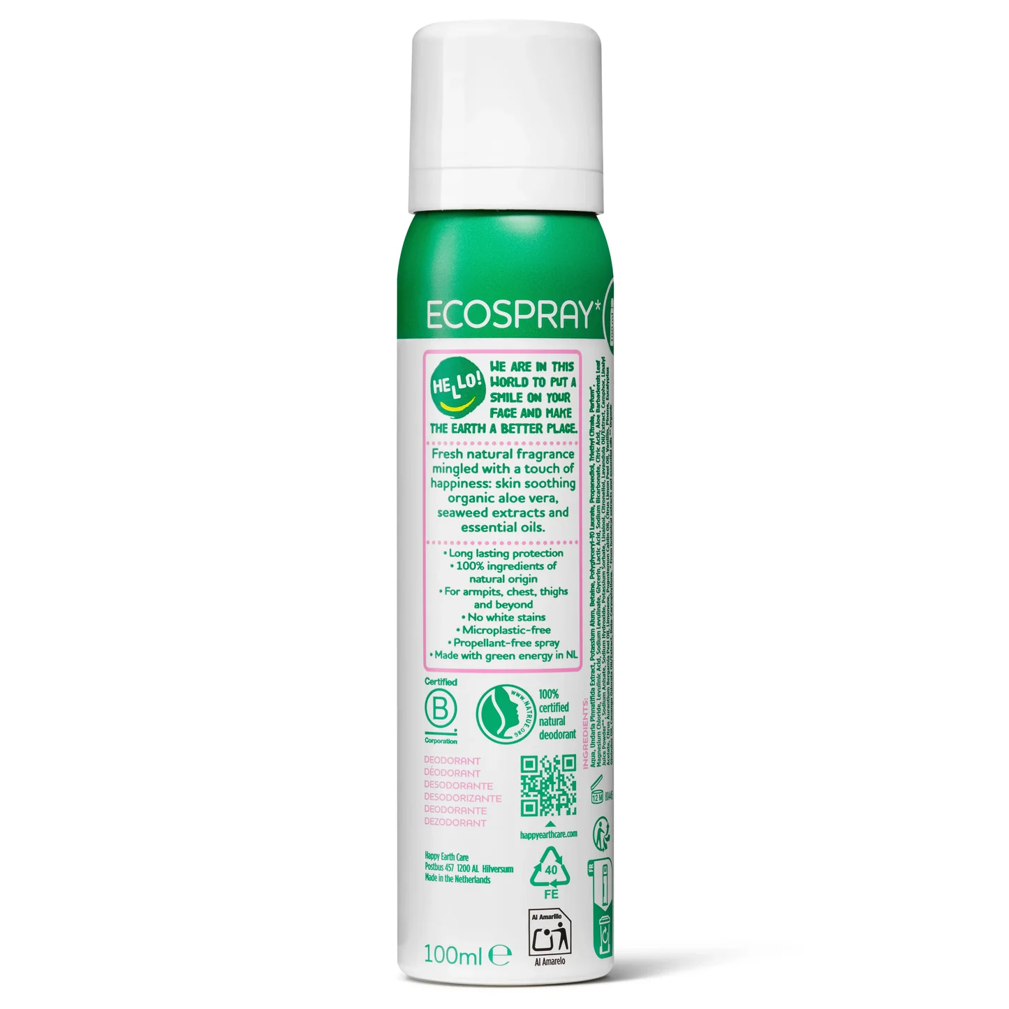 Happy Earth 100% natūralus kūno purškalas su levandomis, 100ml - Image 2