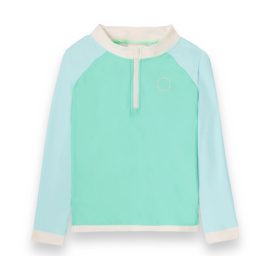 KIETLA ICONIC maudymosi marškinėliai su UPF 50+ apsauginiu audiniu nuo saulės ir UV jutikliu vaikams nuo 2 iki 4 metų, ŽALIA MĖLYNA