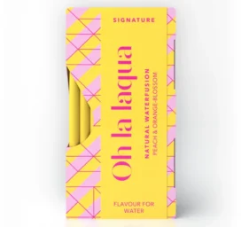 OH LA LAQUA Vandens esencija be cukraus ir saldiklių su persikų bei apelsinų žiedų skoniu, 10 vnt.