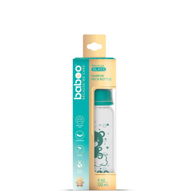 BABOO antikolinis siaurakaklis maitinimo buteliukas iš borosilikatinio stiklo, nuo 0+ mėn., 120 ml - Image 7