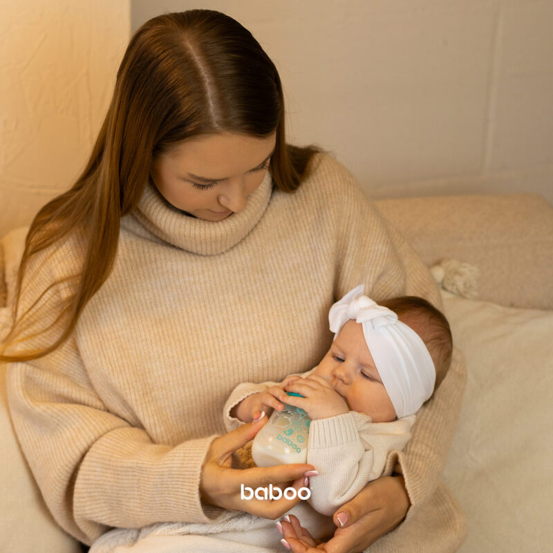 BABOO antikolikinis plataus kaklelio maitinimo buteliukas iš borosilikatinio stiklo nuo 0+ mėn., 150 ml - Image 2