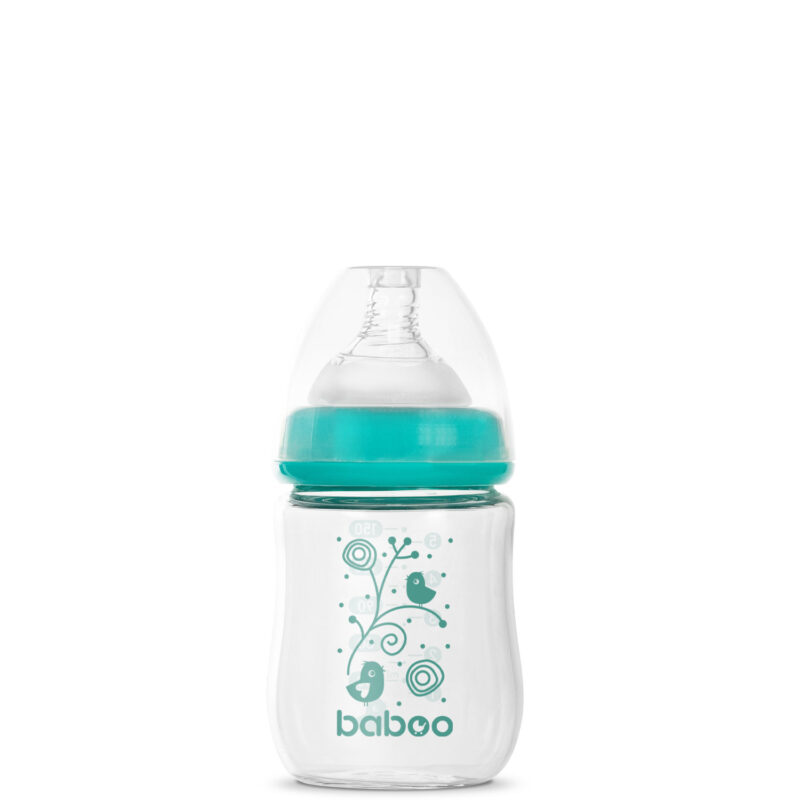 BABOO antikolikinis plataus kaklelio maitinimo buteliukas iš borosilikatinio stiklo nuo 0+ mėn., 150 ml - Image 3