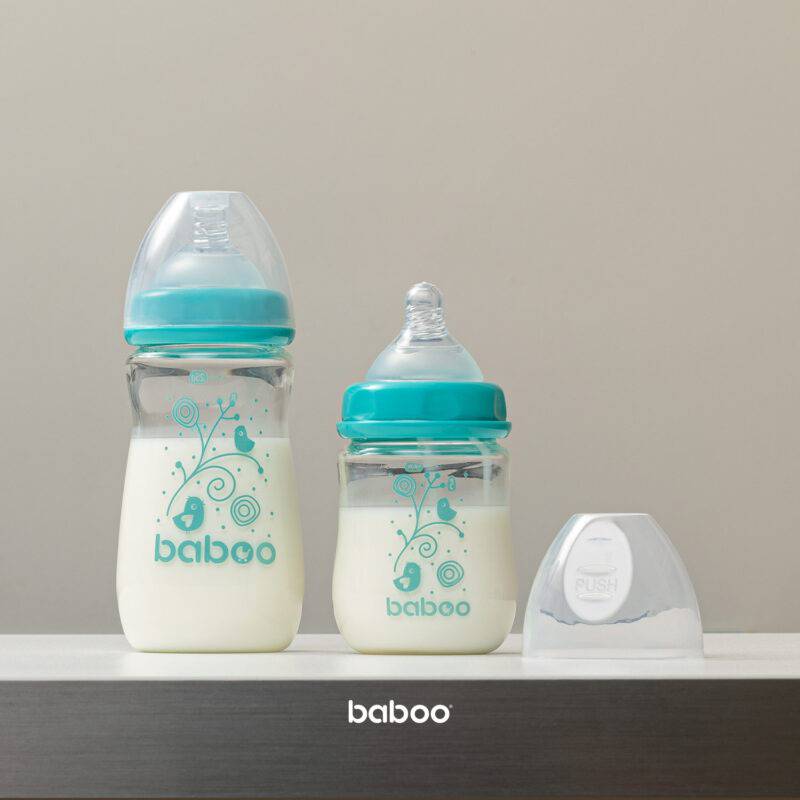 BABOO® antikolikinis maitinimo buteliukas iš borosilikatinio stiklo plačiu kakleliu ir medicininio silikono žinduku, nuo 3 mėn., 250 ml - Image 5