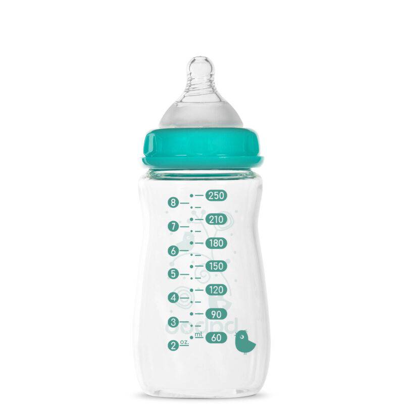 BABOO® antikolikinis maitinimo buteliukas iš borosilikatinio stiklo plačiu kakleliu ir medicininio silikono žinduku, nuo 3 mėn., 250 ml - Image 6