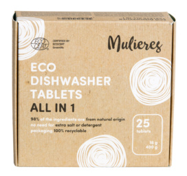 MULIERES ECO universalios indaplovių tabletės „viskas viename“, 25 vnt.