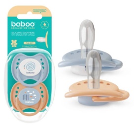 BABOO Calmy simetriškas silikoninis čiulptukas Mėlyna Migla 6+ mėnesiai, 2 vnt.