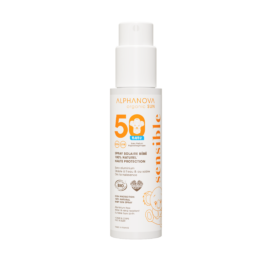 ALPHANOVA Organic Sun 100 % natūralus kūdikių apsauginis purškiklis nuo saulės su mineraliniais filtrais, švelni apsauga nuo gimimo, SPF50, 100 g