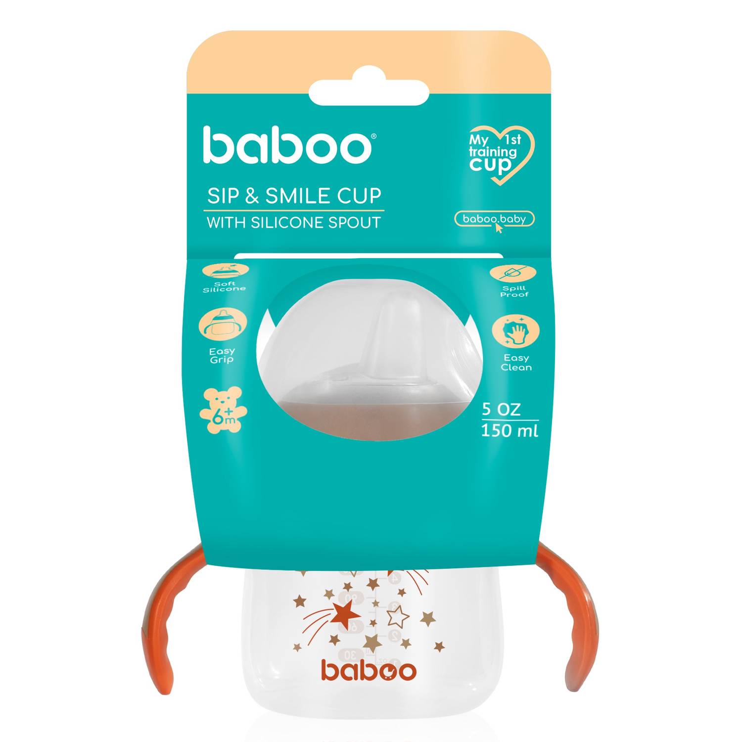 BABOO puodelis su silikoniniu snapeliu Au Naturale, nuo 6 mėn., 150 ml - Image 5