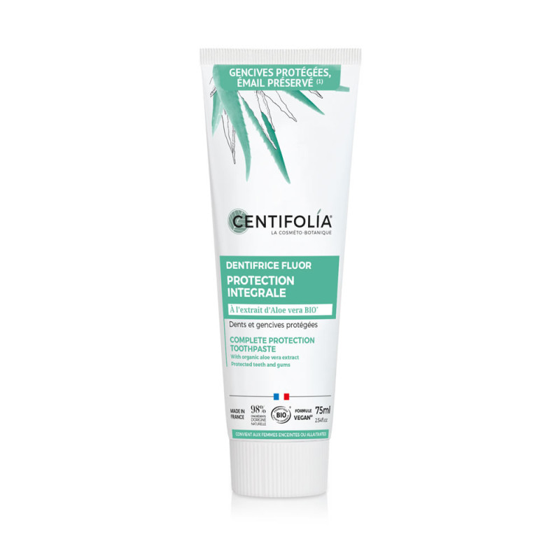 CENTIFOLIA „Complete Protection“ raminamoji ir apsauginė dantų pasta su alaviju ir fluoridu (450 ppm), 75 ml