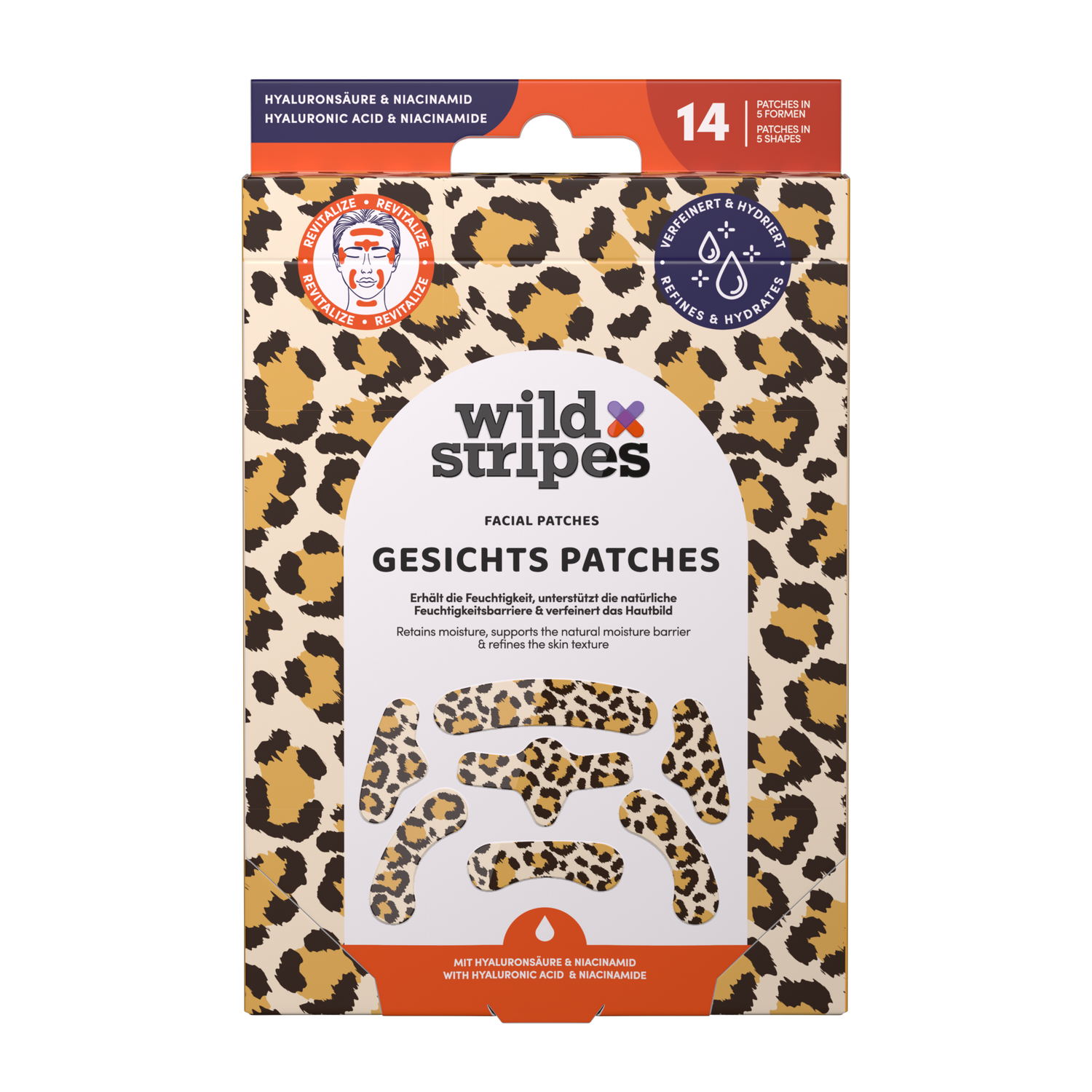 WILD STRIPES veido pleistrai veido pleistrai su hialurono rūgštimi ir niacinamidu Animal Leo, 20 vnt.