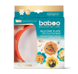 Baboo® silikoninis dubenėlis su stipriu siurbtuku, oranžinis, nuo 6 mėnesių
