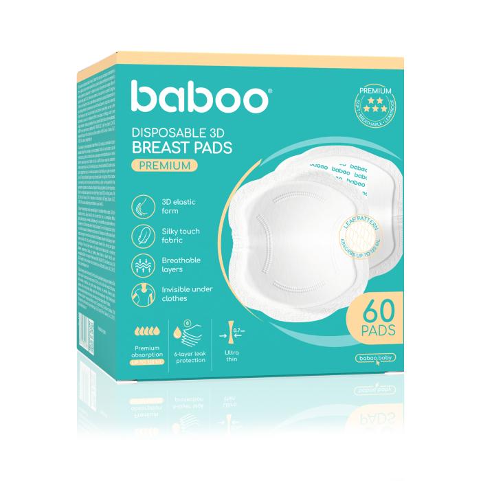 BABOO PREMIUM įklotai į liemenėlę žindymo laikotarpiui, 60 vnt.