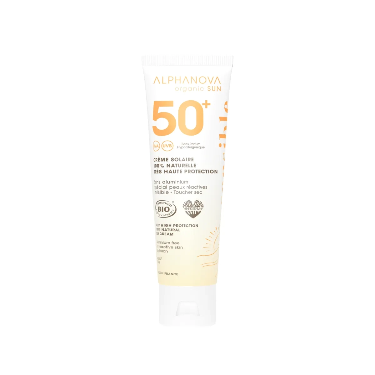 ALPHANOVA ekologiškas bekvapis veido kremas nuo saulės Sensitive SPF50+ jautriai odai, 50 g