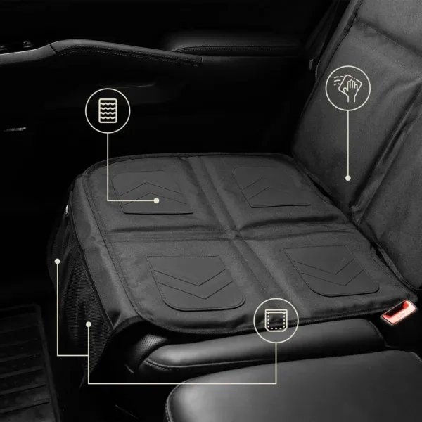 SIPO automobilinės kėdutės apsauginis kilimėlis su neslystančiu silikonu, juodas - Image 4