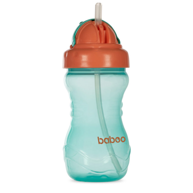Baboo silikoninis puodelis su šiaudeliu, žalias, nuo 9 mėnesių, 360 ml