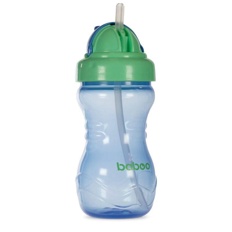 Baboo silikoninis puodelis su šiaudeliu, mėlynas, nuo 9 mėnesių, 360 ml
