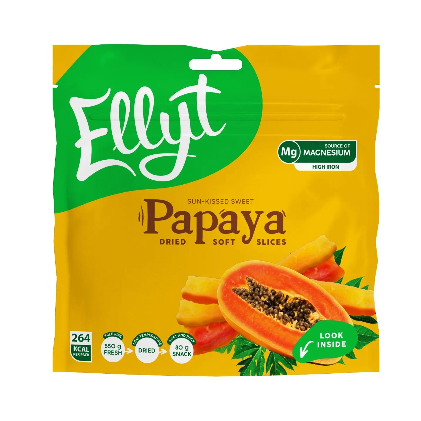 Ellyt džiovinta minkšta papaja, 80 g