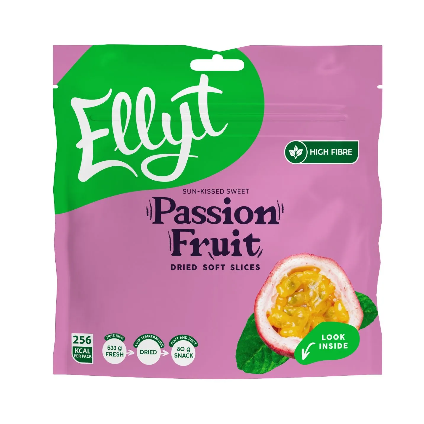 Ellyt džiovinta minkštoji granadilija (pasifloros vaisius), 80 g