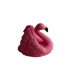 NATRUBA rankų darbo natūralaus kaučiuko kramtukas ir vonios žaislas „Floating Flamingo“ be cheminių medžiagų, nuo 0+ metų