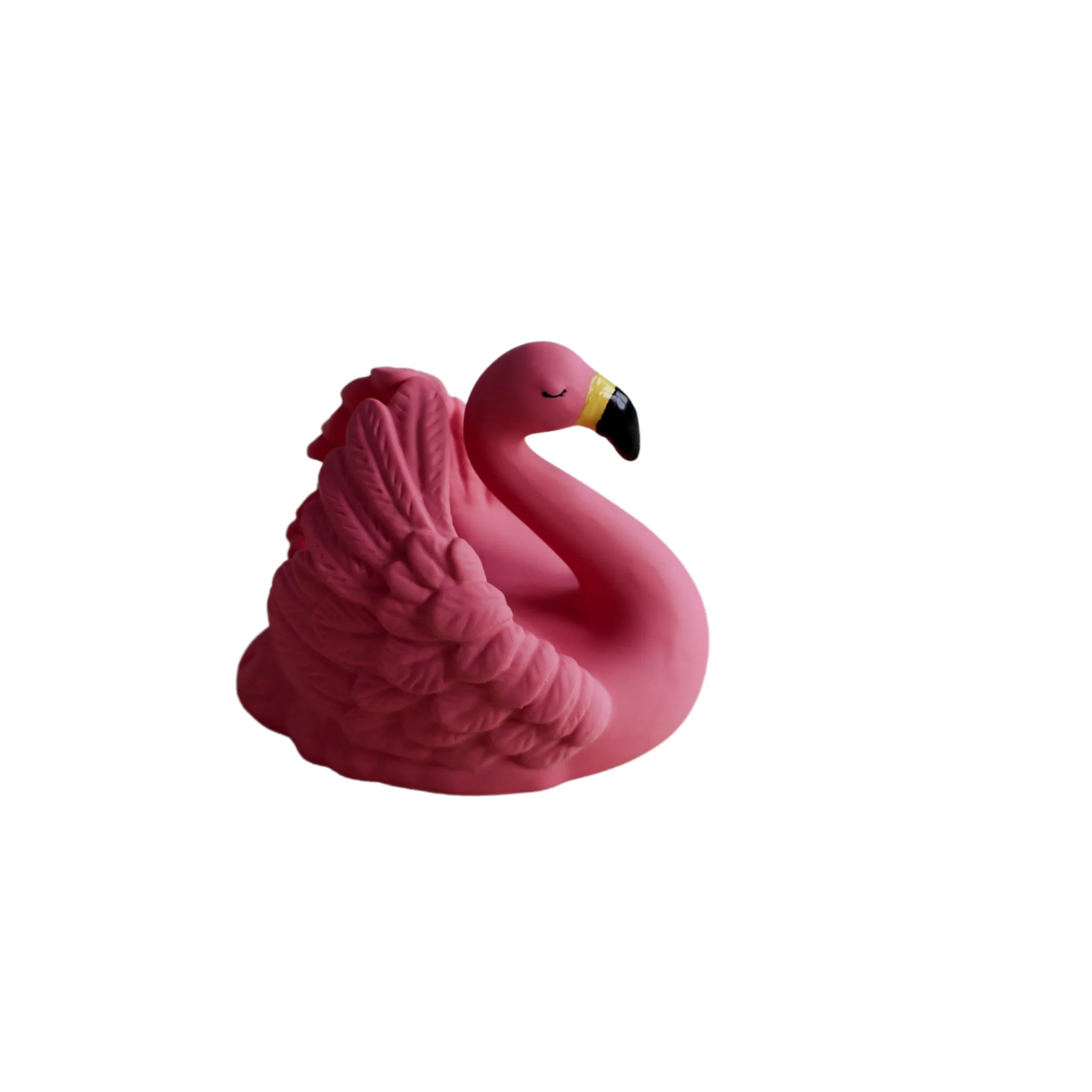 NATRUBA rankų darbo natūralaus kaučiuko kramtukas ir vonios žaislas „Floating Flamingo“ be cheminių medžiagų, nuo 0+ metų