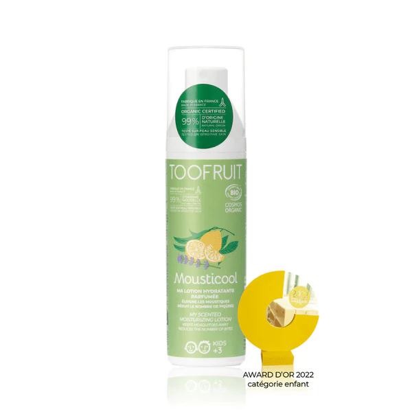 Toofruit „Mousticool“ ECOCERT sertifikuotas kvapnus kūno purškiklis su levandų ir citrinų aliejumi, nuo 3 metų, 100 ml
