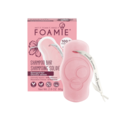 FOAMIE Hibiskiss kietasis šampūnas pažeistiems plaukams su hibisko žiedais ir dilgėlių ekstraktu, 80 g