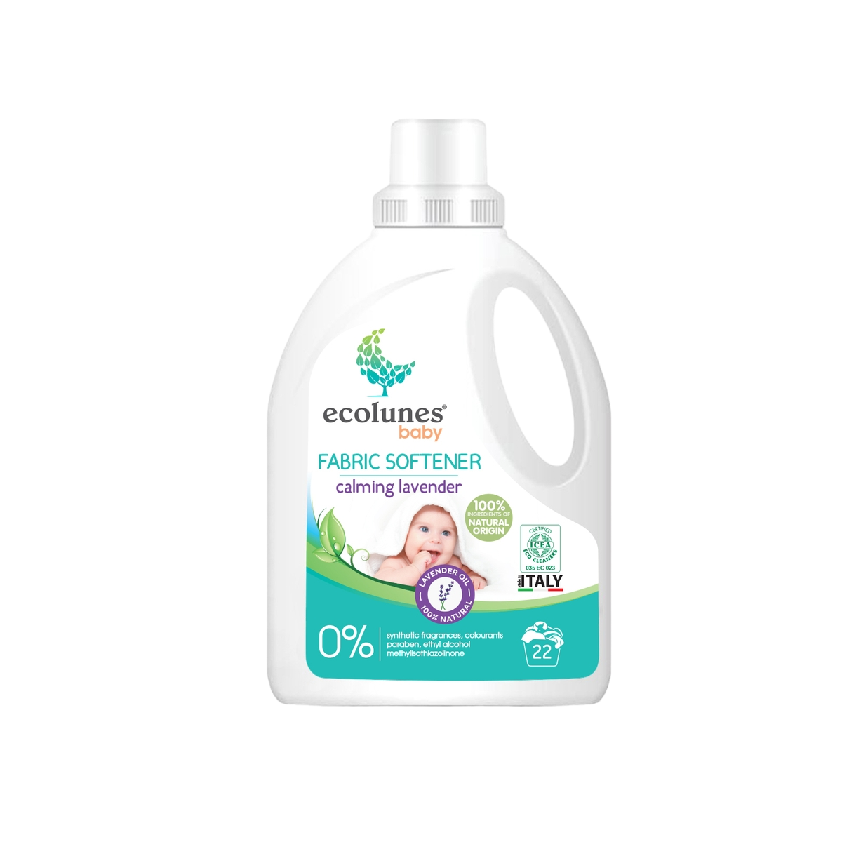 ECOLUNES Friendly ekologiškas levandų kvapo audinių minkštiklis kūdikiams ir alergiškiems žmonėms, 1000 ml