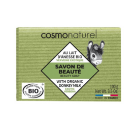 COSMA NATURAL kietasis muilas su ekologišku asilės pienu ir verbenų eteriniu aliejumi, 100 g
