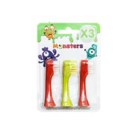 LES BABYGATORS Monsters keičiamosios šepetėlio galvutės elektriniam dantų šepetėliui, 3 vnt.