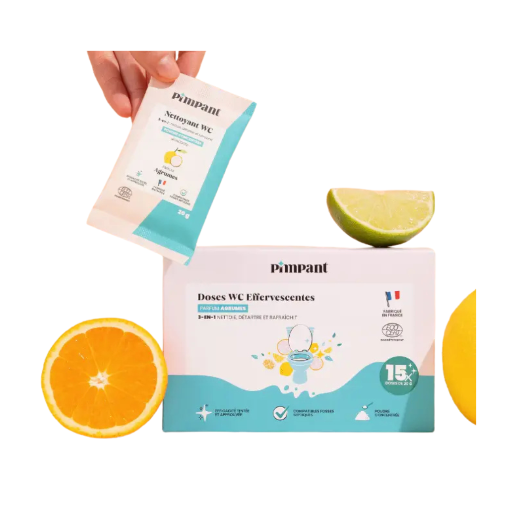 PIMPANT 3 viename citrusų kvapo WC valymo tabletės, 15 vnt.