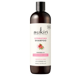 SUKIN drėkinamasis šampūnas su ličiais, hialurono rūgštimi ir tropinių vaisių kvapu, 500 ml