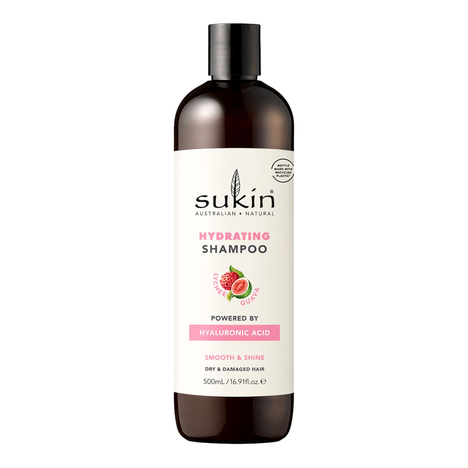 SUKIN drėkinamasis šampūnas su ličiais, hialurono rūgštimi ir tropinių vaisių kvapu, 500 ml