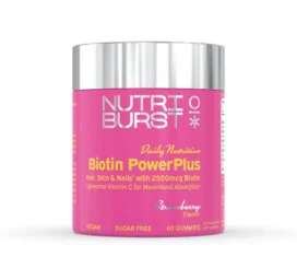 NUTRIBURST Daily Nutrition biotino guminukai plaukams, odai ir nagams „PowerPlus“, 60 vnt.