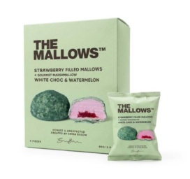 THE MALLOWS zefyrai su braškių įdaru, belgišku baltuoju šokoladu ir arbūzu, 5 vnt.