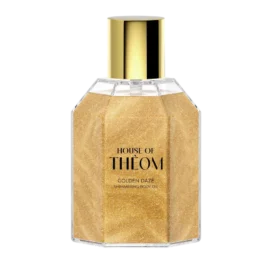 HOUSE OF THEOM Golden Daze kūno aliejus su žvilgančiomis dalelėmis, migdolų ir vynuogių kauliukų aliejus, 80 ml