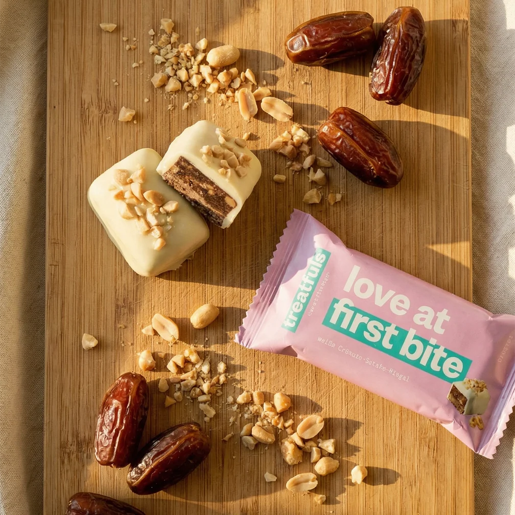 TREATFULS baltojo šokolado batonėlis su žemės riešutais „Meilė nuo pirmo kąsnio“, 40 g - Image 2