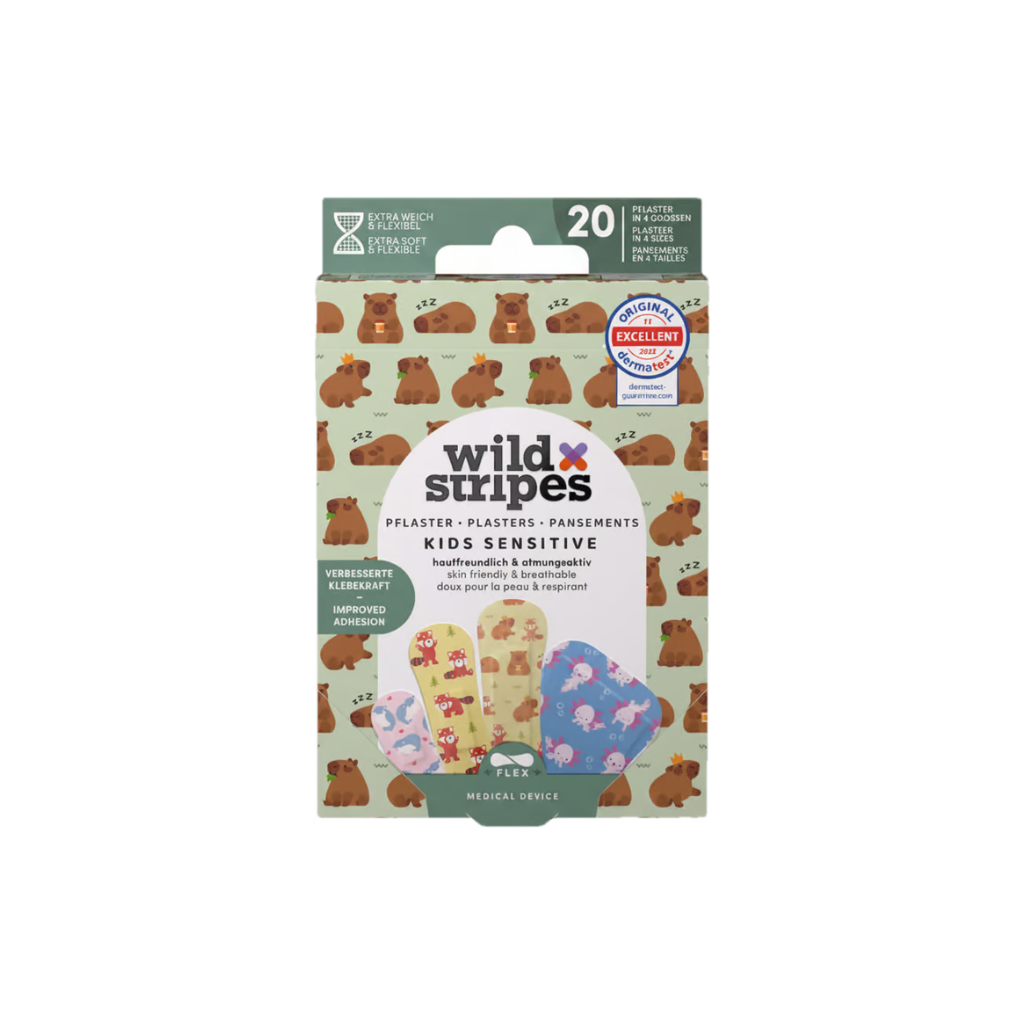 WILD STRIPES Kids Viral Cuties hipoalerginiai ir odai draugiški pleistrai, 20 vnt.