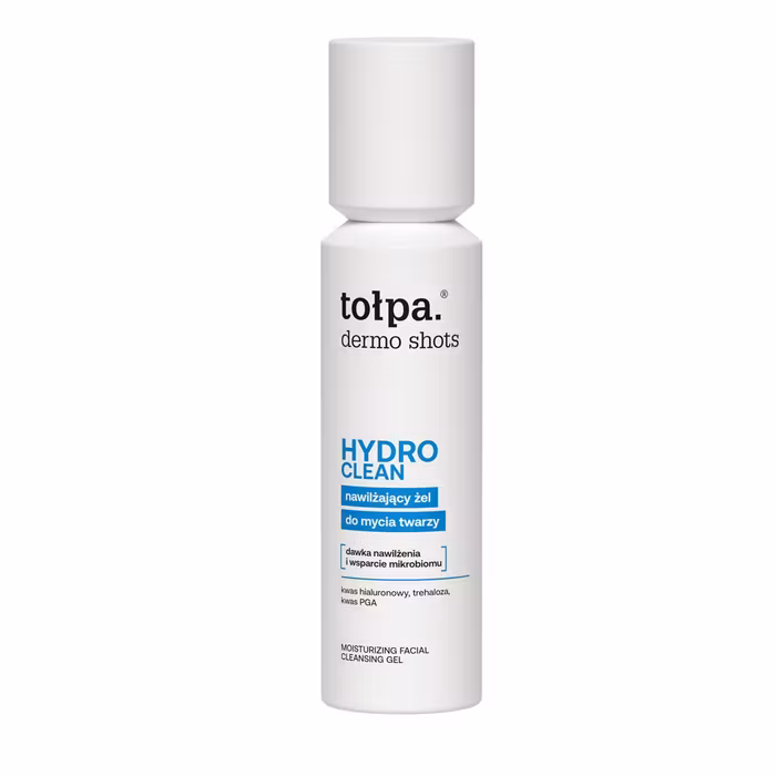 TOŁPA Dermo Shots HYDRO CLEAN drėkinamasis veido valomasis gelis su hialurono rūgštimi ir glicerinu, 120 ml