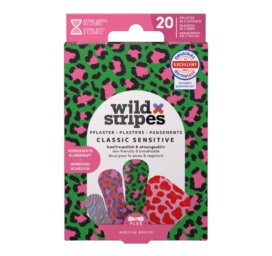 WILD STRIPES Classic Sensitive Animal Color gyvūnų raštų, odai draugiški ir hipoalerginiai pleistrai, 20 vnt.