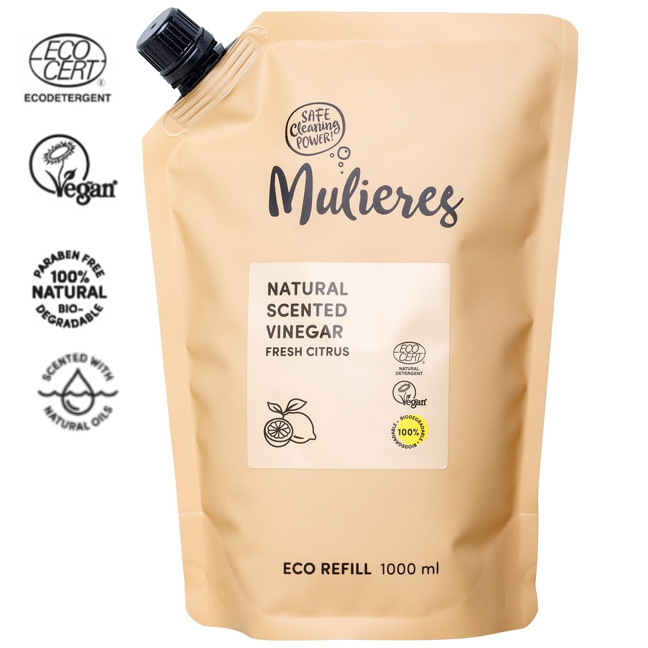 MULIERES natūralus kvapusis actas „Gaivūs citrusai“, papildymo pakuotė, 1000 ml
