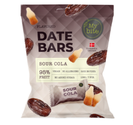 MYBITE datulių batonėlis rūgščios kolos skonio, 7 vnt., iš viso 100 g